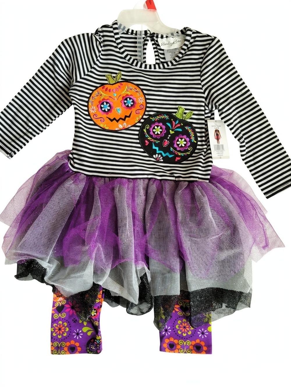 Kids' Black & White Stripe Pumpkin Tutu  Halloween Dress